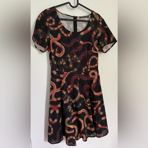 Robe Dangerfield dress snake serpent print cotton flare babydoll goth killstar - Picture 3 of 5